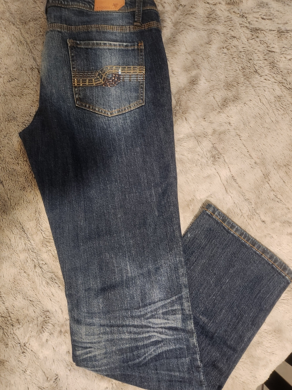 Vigoss Dark Blue Washed Straight Jeans